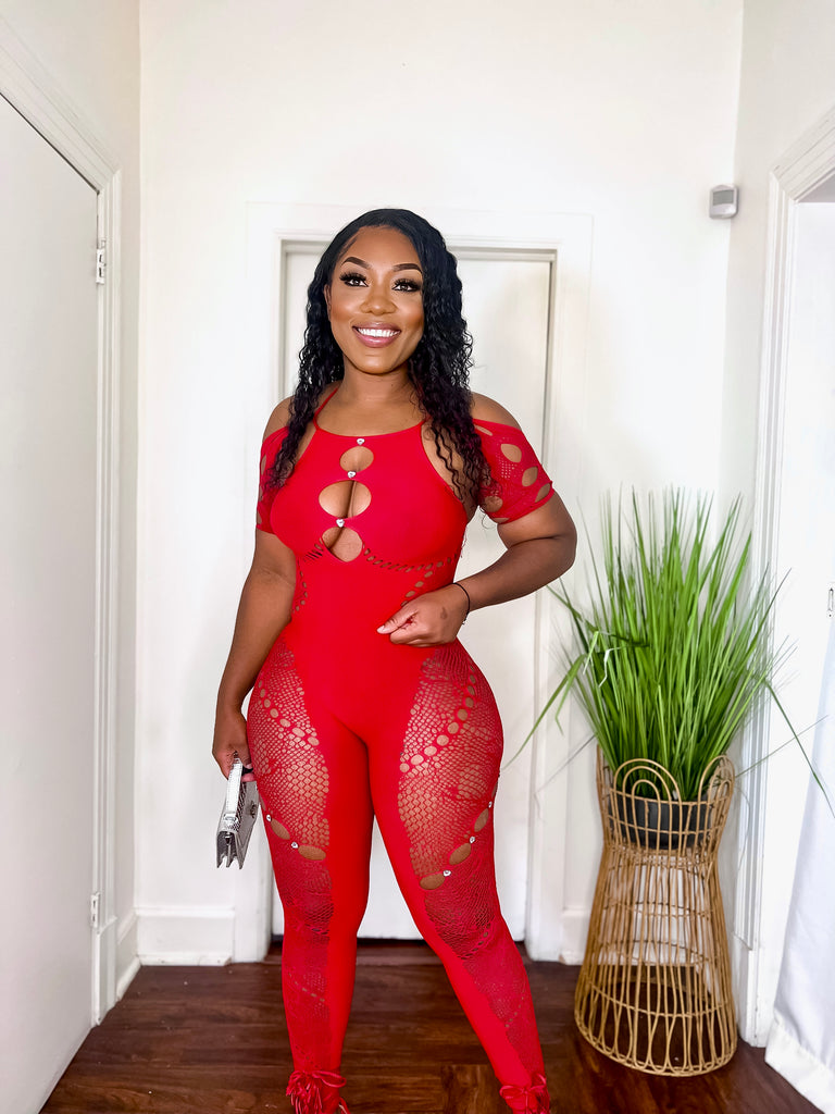 Red Seamless Jumpsuit