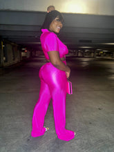 Load image into Gallery viewer, Pink wide leg pants set