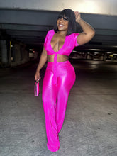 Load image into Gallery viewer, Pink wide leg pants set