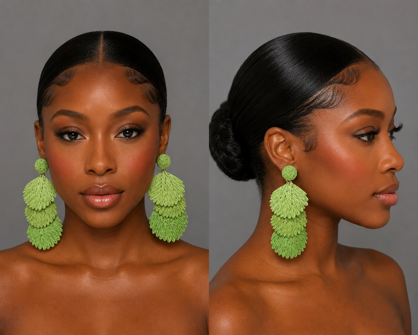 Green dangle earrings