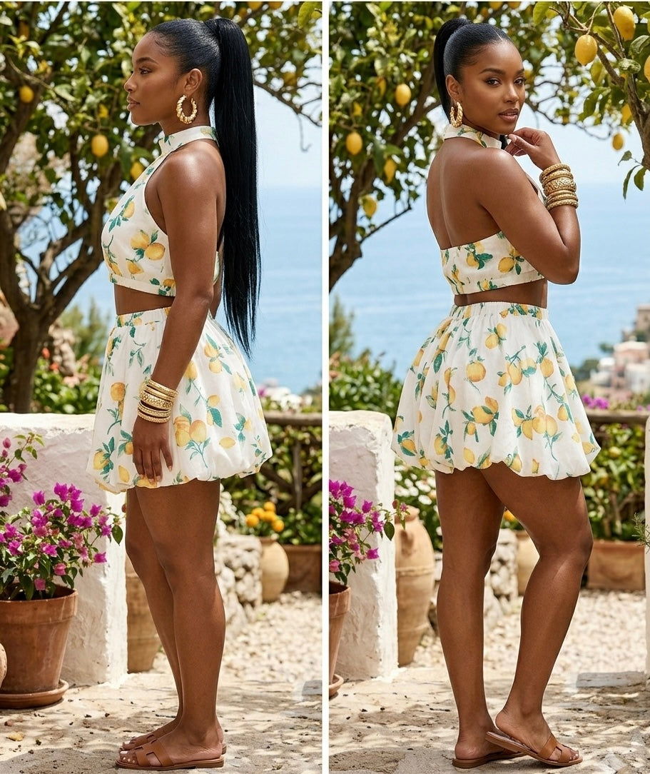 Lemon drop bubble skirt set