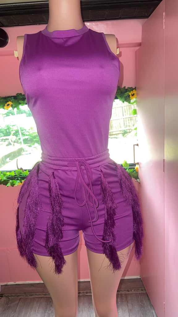 Purple ruffle short set