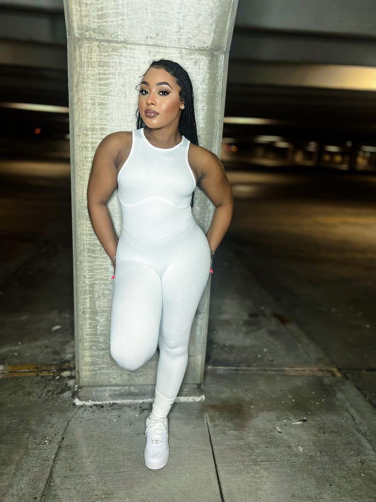 White Solid seamless Jumpsuit