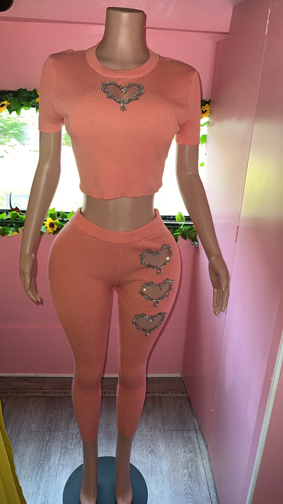 Peach hearts set