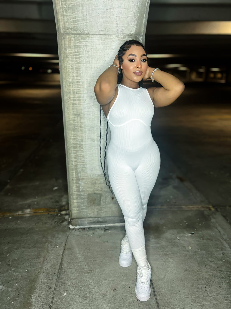 White Solid seamless Jumpsuit