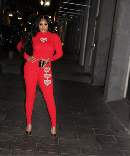 Red hearts legging set