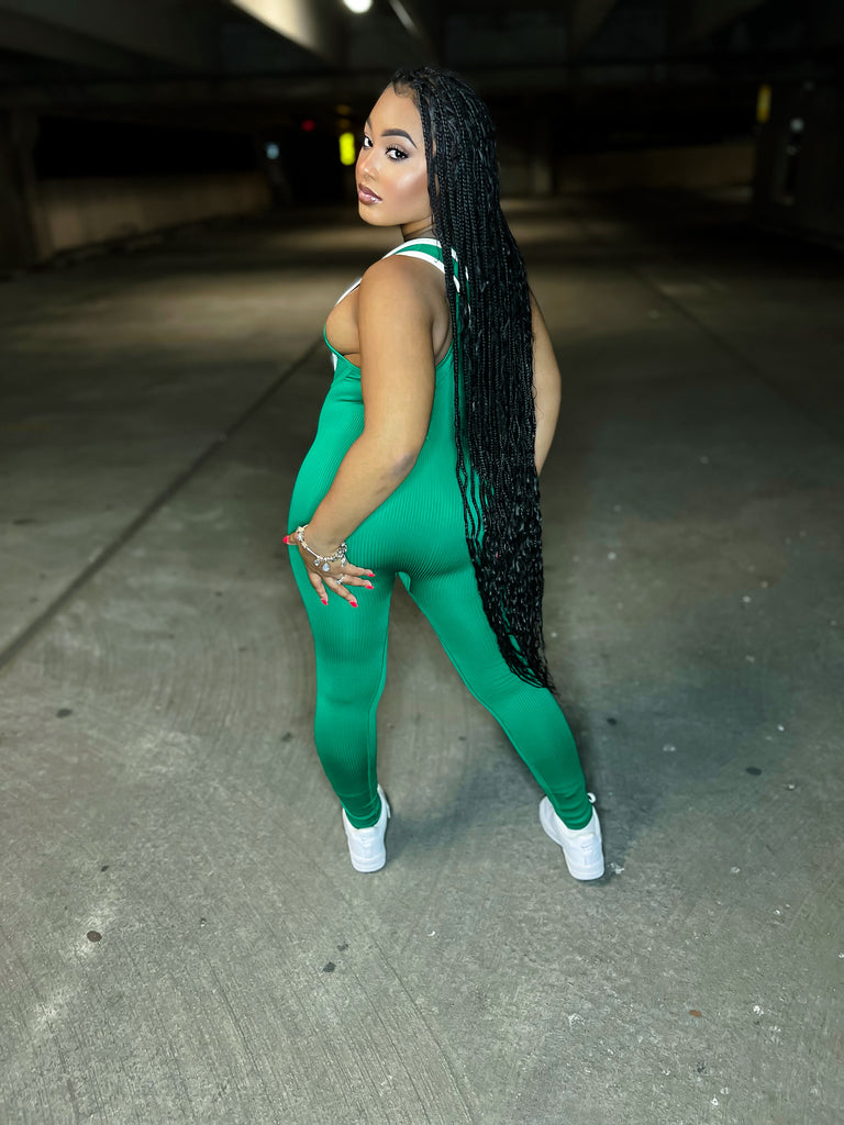 Green solid seamless Jumpsuit