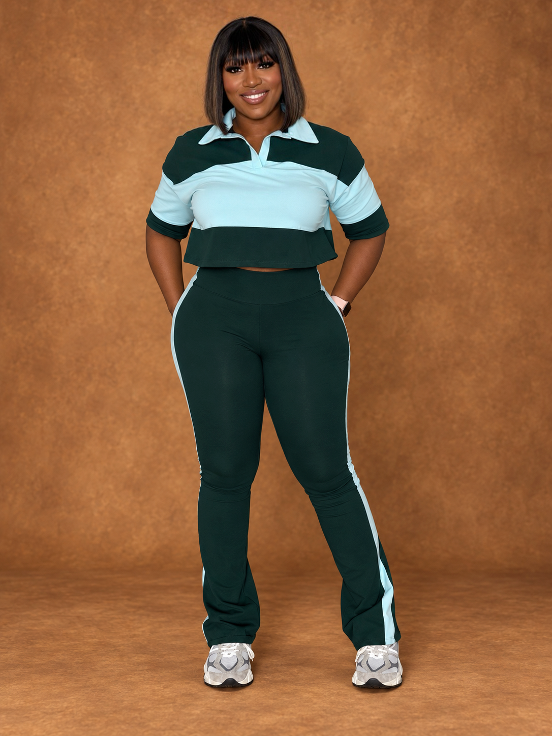Green color block set