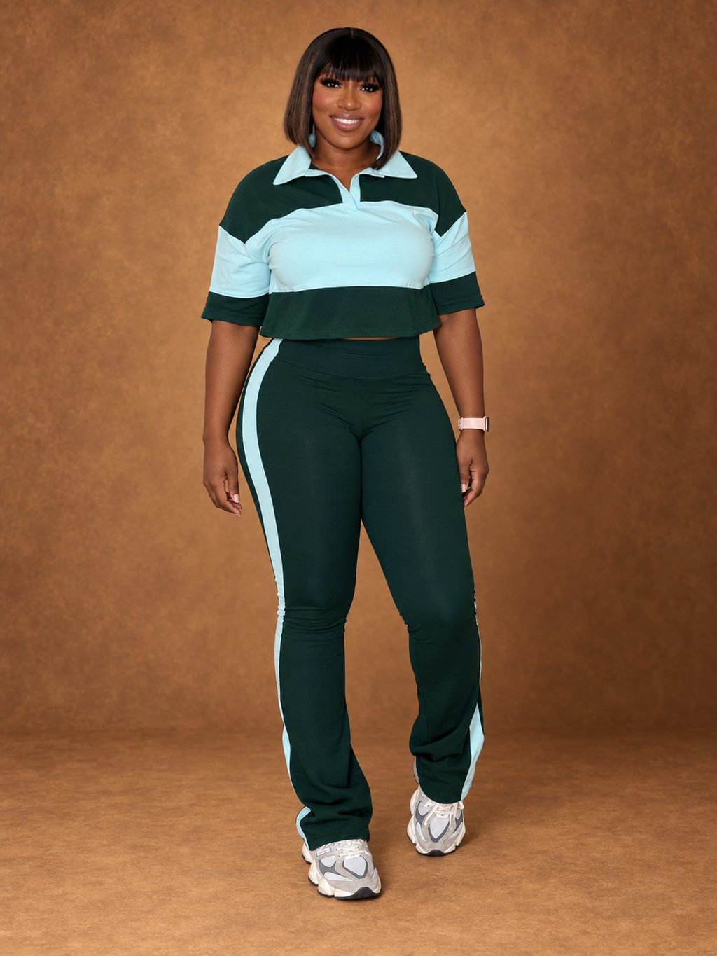 Green color block set