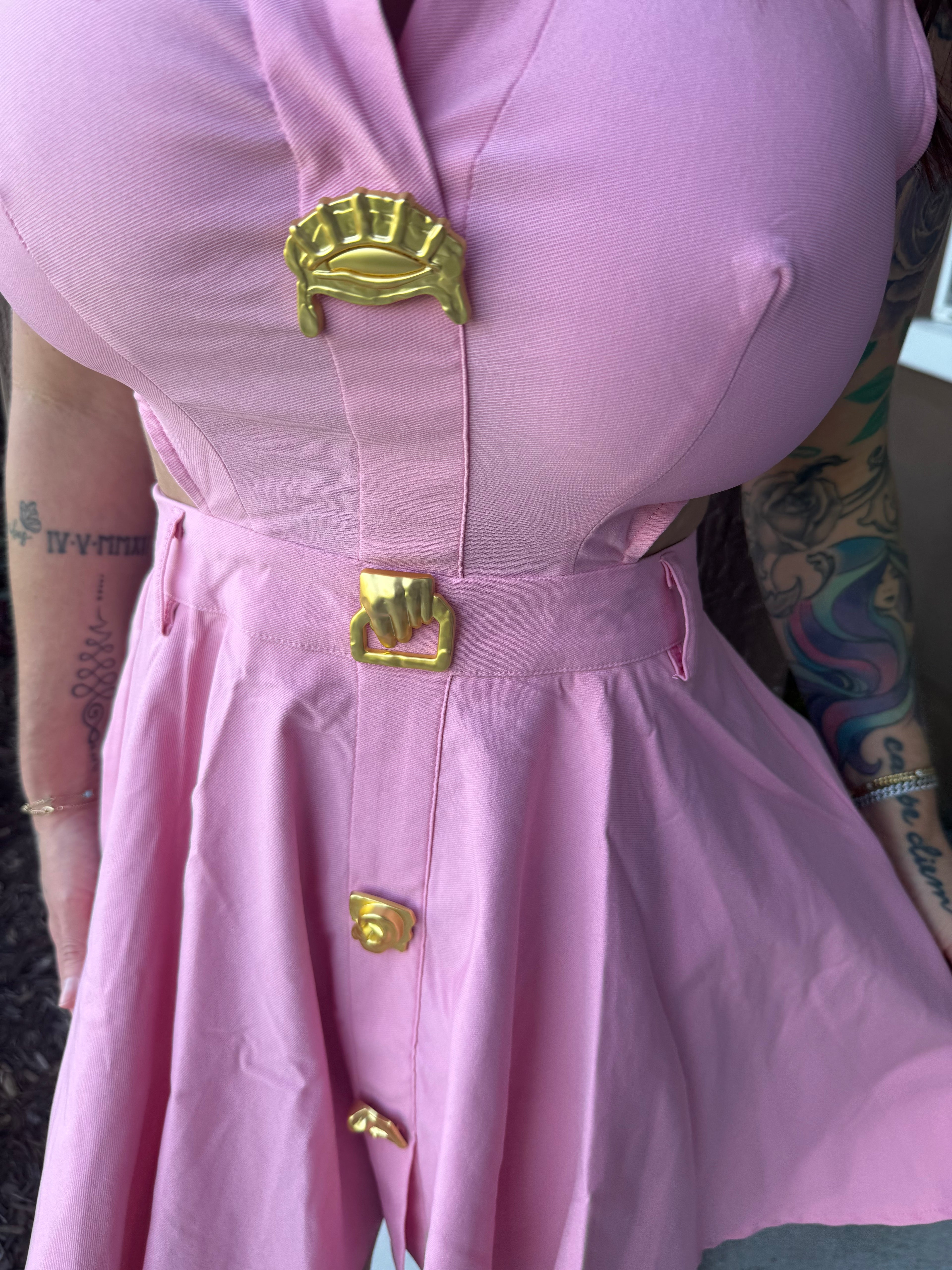 Pink Collard button down dress