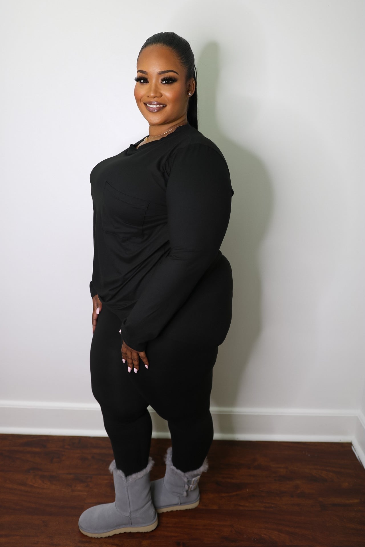 Black plus size legging set – ROCTHALOOK