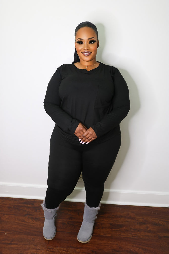 Black plus size legging set – ROCTHALOOK