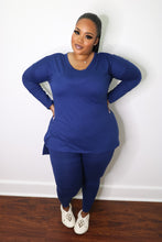 Load image into Gallery viewer, Navy PLUS size leggings set